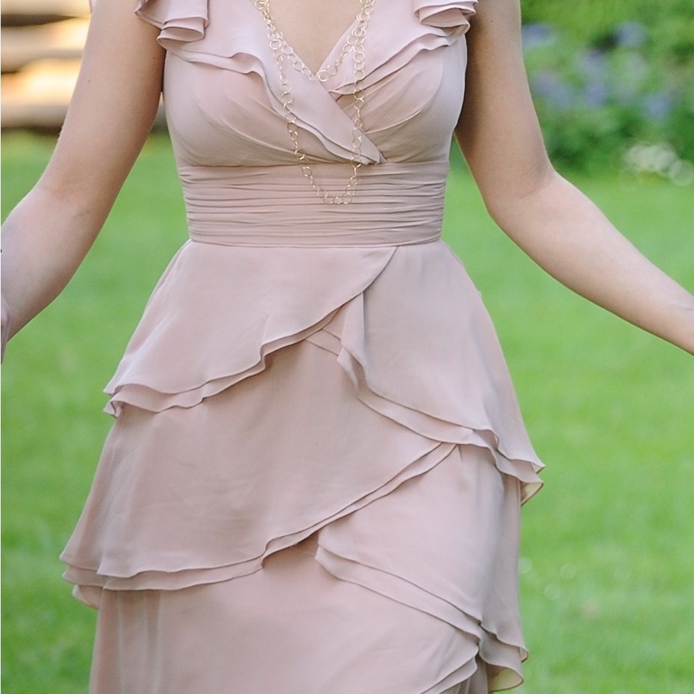 Pink Ruffled Tiered Wrap Sundress - wedding/bridesmaid
